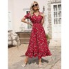 Coolmee Womens Floral Sundress Summer  Short Sleeve Wrap V Neck A-Line Maxi Dress - 2 of 4