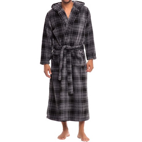 Adr Mens Robe, Plush Fleece Hooded Bathrobe Men, Men's Bathrobes, Big ...