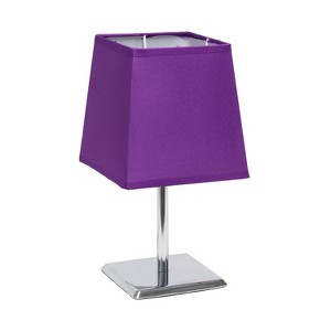 Creekwood Home Compact Chic Modern Square Chrome Table Lamp Purple Shade - 1 of 4
