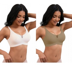 INSPIRE CHIC 2 Pcs Women's Mesh Wirefree Adjustable Straps Padded Comfortable Push Up Bras - 1 of 4