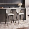 POVISON Modern Bar Height Bar Stools Set of 2, 30" Seat Height PU Leather Bar Stools with Back and Metal Legs,  Gray - 3 of 4
