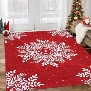 Fulvari Christmas Snowflake Area Rug,Rug Washable Non Slip for Entryway,Mats for Front Door,Bedroom Living Room Laundry Room Indoor - 1 of 4