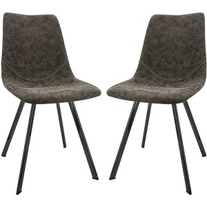 LeisureMod Markley Modern Leather Dining Chair Upholstered Seat Metal Legs Sleek Design for Kitchen, Dining Room, Office, Lounge, or Cafe- Set of 2 - 1 of 4