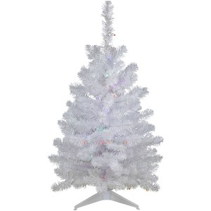 Northlight 3' Pre-Lit LED Snow White Artificial Christmas Tree, Multi Lights - 1 of 4