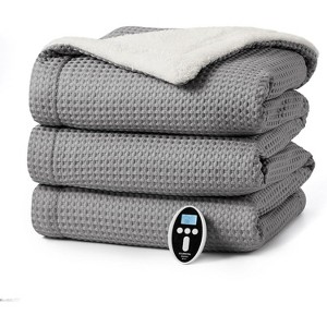 Waffle Weave Heated Throw Blanket - Machine Washable Electric Blanket with LCD Controller, 6 Adjustable Heat Levels, Fast Heating & Soft Cozy - 1 of 4