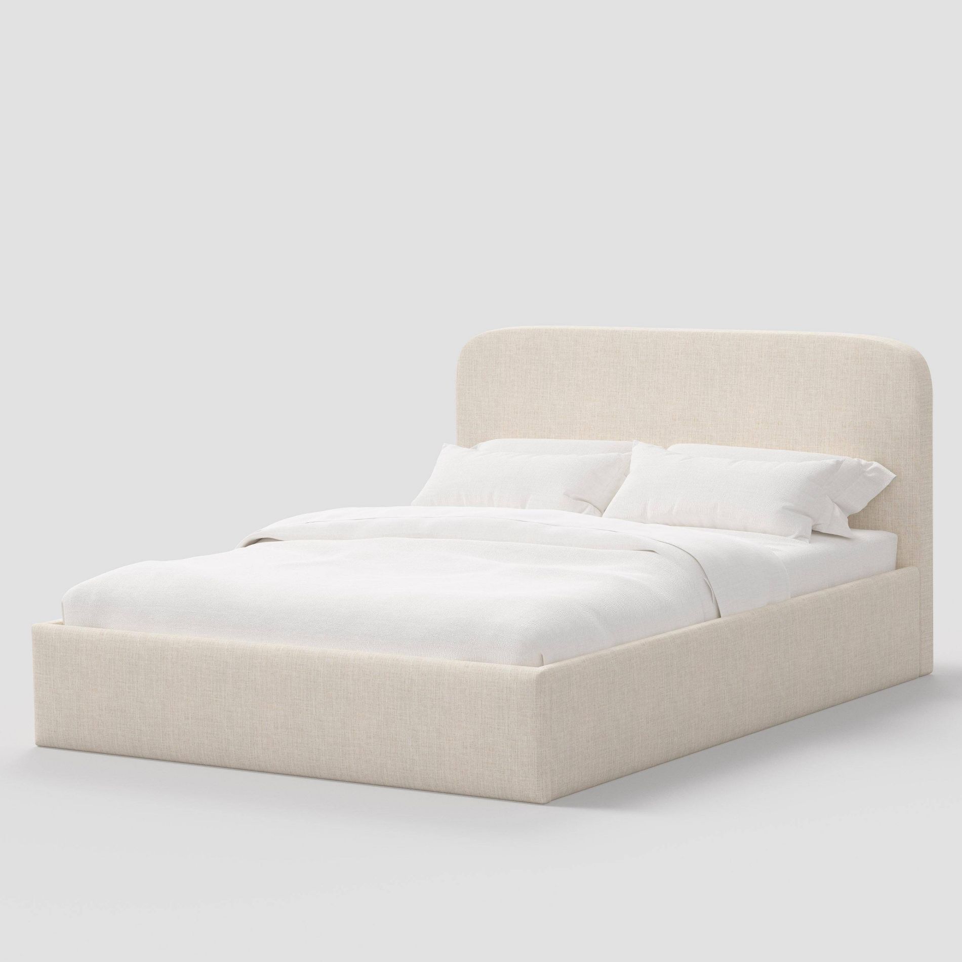 Twin Rounded Corner Low Platform Bed in Linen Talc - Threshold™