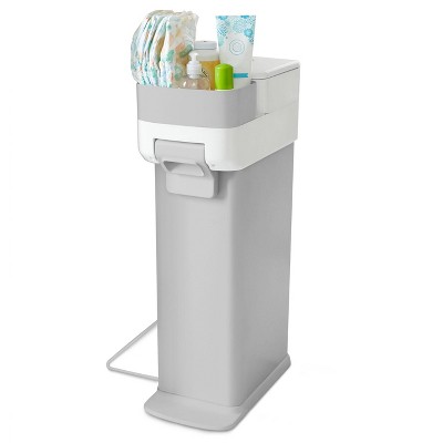 Skip Hop Nursery Style Steel Diaper Pail - Gray/White