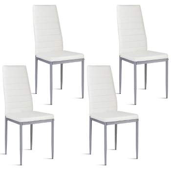 Costway Set of 4 PU Leather Dining Side Chairs Elegant Design Home Furniture White/Black/Brown