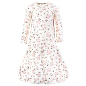 Hudson Baby Infant Girl Long Sleeve Cotton Jersey Sleeping Bag, Sack, Blanket, Neutral Pink Floral - 1 of 2