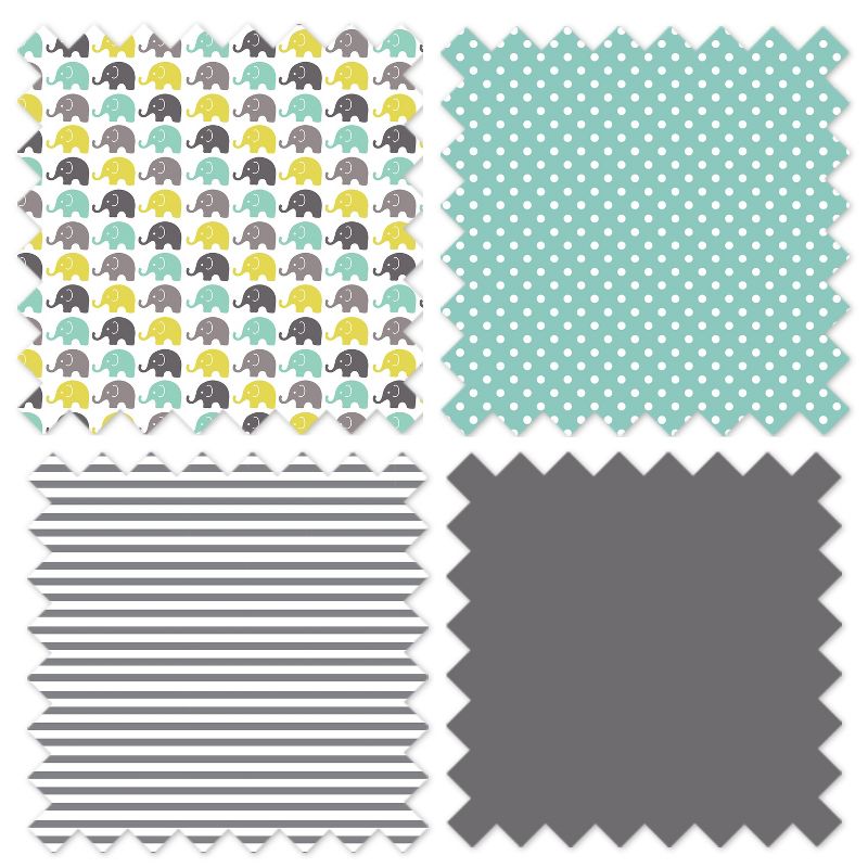 Bacati - Elephants Mint Yellow Gray 3 pc Toddler Bed Sheet Set, 5 of 8