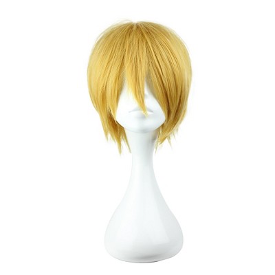 Unique Bargains Women's Wigs 13" Gold Tone with Wig Cap Straight Hair