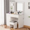 Okak 32IN Makeup Vanity with Large Storage Space, Vanity Desk with Cushioned Stool and Mirror, Compact Vanity for Bedroom, Studio, White - 2 of 4