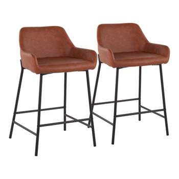 Set of 2 Daniella Metal/Faux Leather Counter Height Barstools - LumiSource