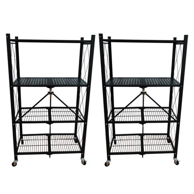 EAGLE PEAK 4-Tier Foldable Greenhouse Shelf, Heavy Duty Metal Storage Rack for Greenhouse Garage Pantry, Black