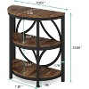 Gulches Half-Round Side Table with 3-Tier Shelves, Rustic Brown Top and Black Metal Legs, 23.62"L×11.81"W×25.98"H - 2 of 4