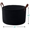 Ornavo Home 21" Large Round Cotton Rope Storage Basket Laundry Hamper with Faux Leather Handles - 2 of 4