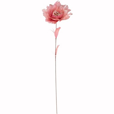 Northlight 20.75" Pink Feather Peony Artificial Christmas Floral Pick