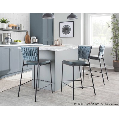 Tania Green Faux Leather Swivel Counter Stool with Metal Frame