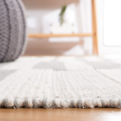 Ivory and Gray Flat Woven Wool Area Rug, 8' x 10'