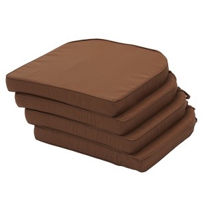 YEERSWAG 4 Pcs Outdoor Dining Chair Cushions, 17.7" x 17.7" Weather-Resistant Chair Pads with Ties - 1 of 4