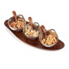 Nambé Portables Triple Condiment Server – (14.5” x 5.5”) Acacia Wood & Alloy Serving Set with Base, Bowls & Spoons, Perfect Appetizer, Dip Tray - 3 of 4