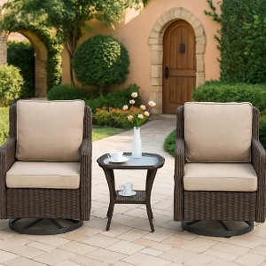GustoWave 3-Piece Outdoor Wicker Patio Bistro Set  for Backyard, Porch, Deck, Balcony, Garden - 1 of 4
