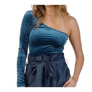 Women's One Shoulder Velvet Top - LUCCA - 1 of 4