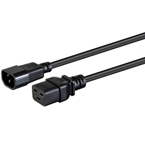 Monoprice Power Cord - 3 Feet - Black | IEC 60320 C14 to IEC 60320 C19, 14AWG, 15A, SJT, 100-250V, For Powering Computers, Monitors - 1 of 4