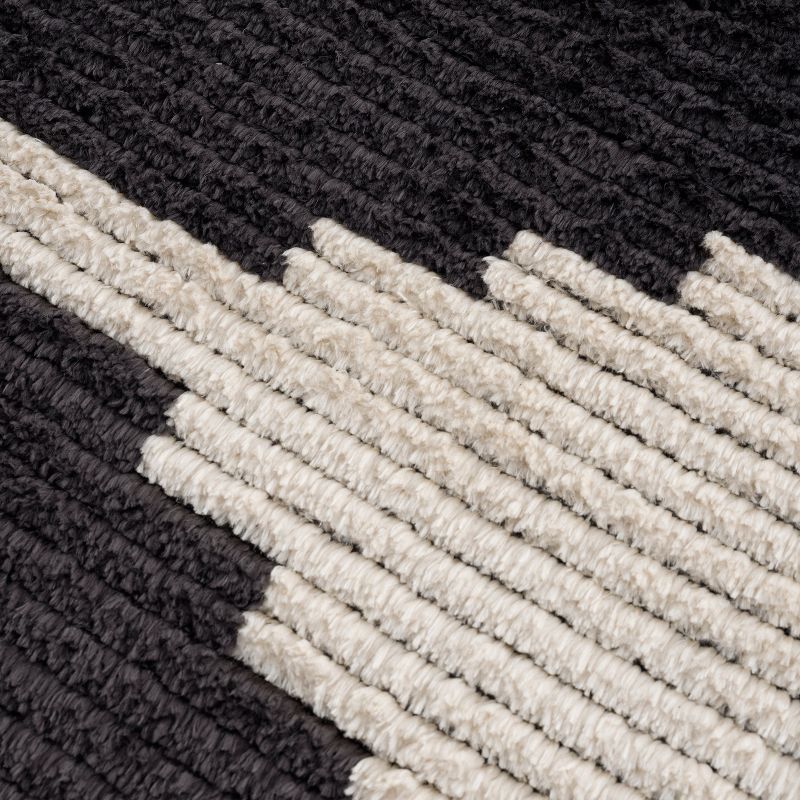 LIVN CO. Soft High Pile Polyester Modern Area Rug, Black/Ivory, 5 of 7