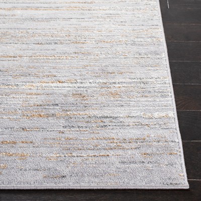 Gray and Gold Abstract Hand-knotted Synthetic Rug, 5'5" x 7'7"