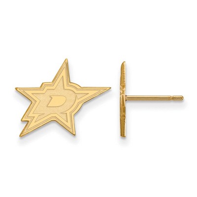 Black Bow Jewelry 14k Yellow Gold Dallas Stars NHL Stud Earrings