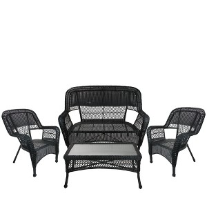 Northlight 4pc Black Resin Outdoor Patio Furniture Set With Tempered Glass 51" - 1 of 1
