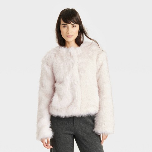 Women's Faux Fur Jacket - Universal Thread™ Cream - image 1 of 3