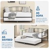 Twin Daybed and Trundle Frame Set, Premium Steel Slat Support,White/Pink/Black - 3 of 4