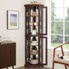 KWPZQEB 69.49" Accent Corner Cabinet w/ 2 Doors, Farmhouse Curio Cabinet w/ Adjustable Glass Shelves, Bar Cabinet, Freestanding Wooden Floor Cabinet - 3 of 4