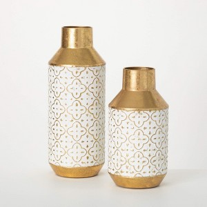Sullivans Patterned Imprinted Vase Set of 2- 16.5"H,12.75"H, Multicolored - 1 of 4