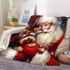 Lomsoe Vintage Christmas Santa Claus and Dog Print Flannel Blanket - All Seasons Soft and Warm Throw Blanket for Bed, Napping, Camping, Travel, Office - 3 of 4