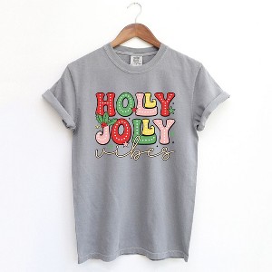 Simply Sage Market Women's Holly Jolly Vibes Distressed Short Sleeve Garment Dyed Tee - 1 of 4
