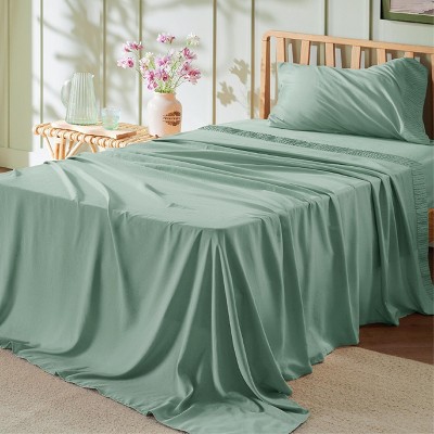 Twin Sheets Set - 3 Pieces Soft Twin Bed Sheets - Breathable & Cooling - Hotel Luxury - Easy Care Polyester Microfiber Bedding for Women, Men, Mint Gr