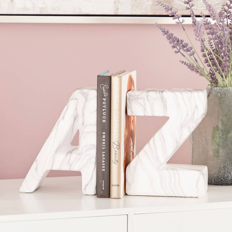 Set of 2 Contemporary Dolomite Bookends White - CosmoLiving by Cosmopolitan, 3 of 9