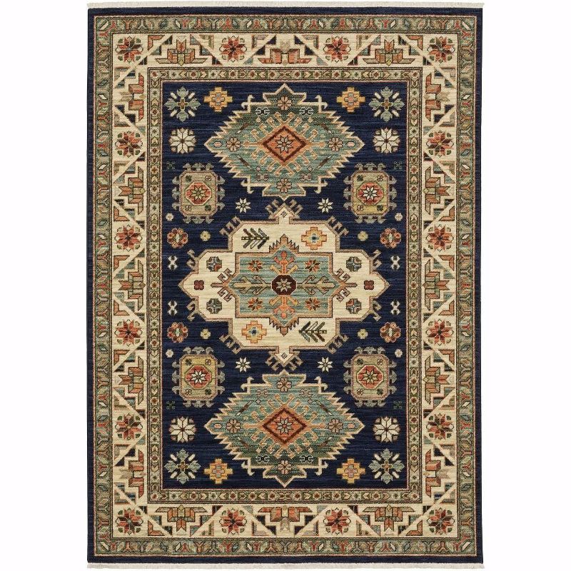 Oriental Weavers L532B6240340ST 7 ft. 10 in. x 10 ft. 10 in. Lilihan 532B6 Rectangle Traditional Area Rug, Navy, 1 of 2