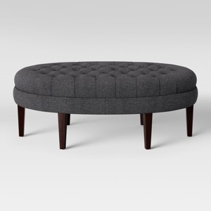 Large Oval Cocktail Ottoman with Tufting Dark Gray - Threshold