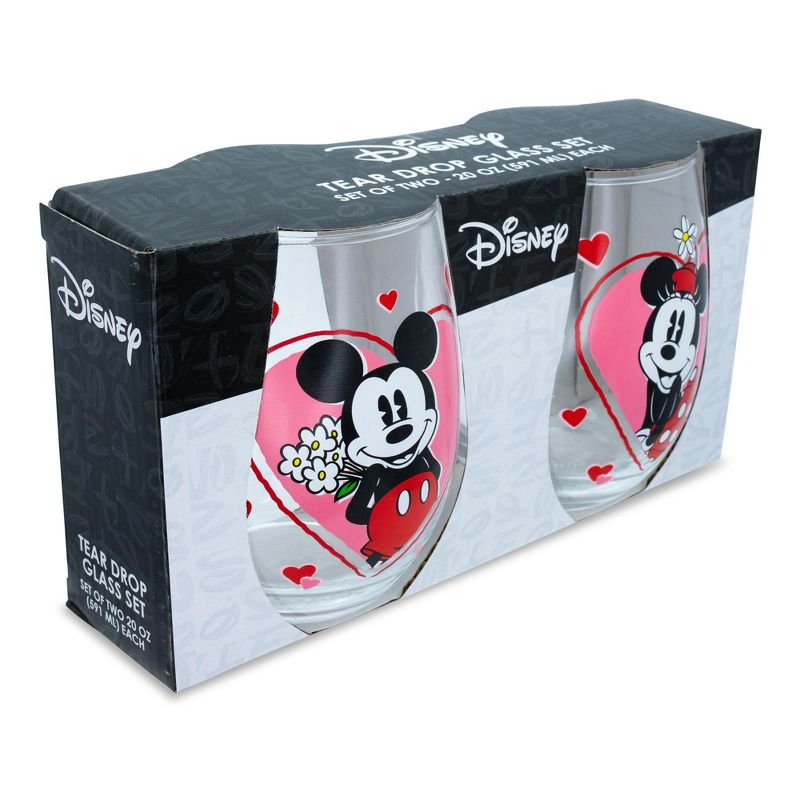 Silver Buffalo Disney Minnie and Mickey Mouse Hearts Stemless Wine Glasses | Set of 2, 2 of 7