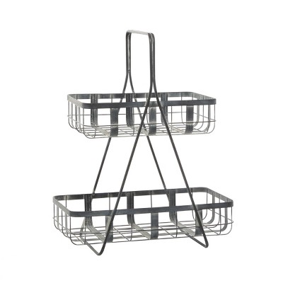 Farmhouse Iron Storage Basket Gray - Olivia & May