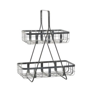 Farmhouse Iron Storage Basket Gray - Olivia & May: Decorative Metal Bin for Blanket Storage, Novelty Shape, 22.85" Height - 1 of 4