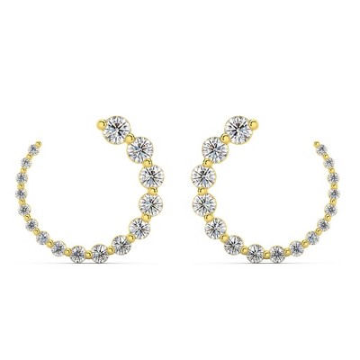 Pompeii3 1 1/2Ct Graduated Diamond Circle Earrings 14k Gold Journey Studs Lab Created