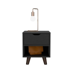 Gulches  Nightstand with Generous Display Shelf & Roomy Drawer, Sturdy Wooden Legs for Bedroom - 1 of 4