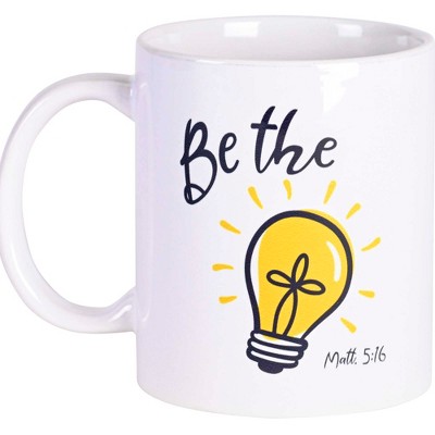 Dicksons MUG-1186 Be The Light Bright Yellow And Classic White 11 Ounces Ceramic Tea Coffee Cup Mug