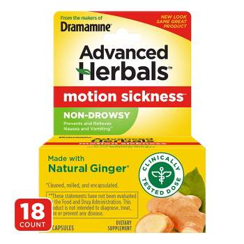 Dramamine Non-Drowsy Naturals Motion Sickness Relief for Nausea, Dizziness & Vomiting - 18ct