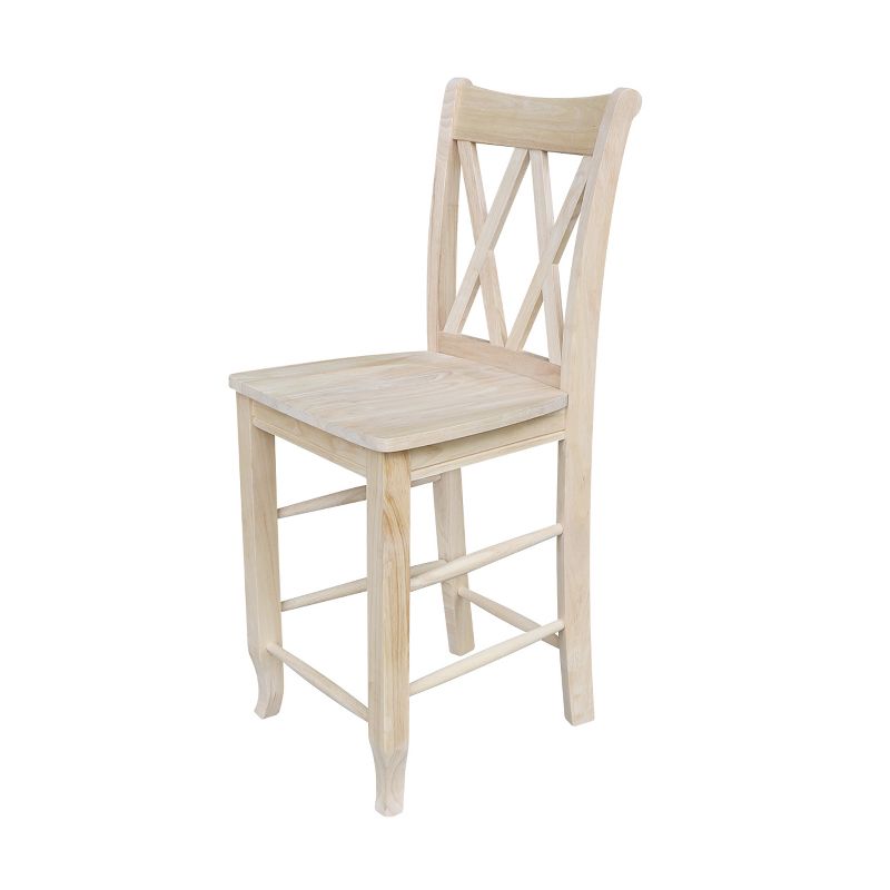 24&#34; Double X Back Counter Height Barstool Unfinished - International Concepts, 6 of 13